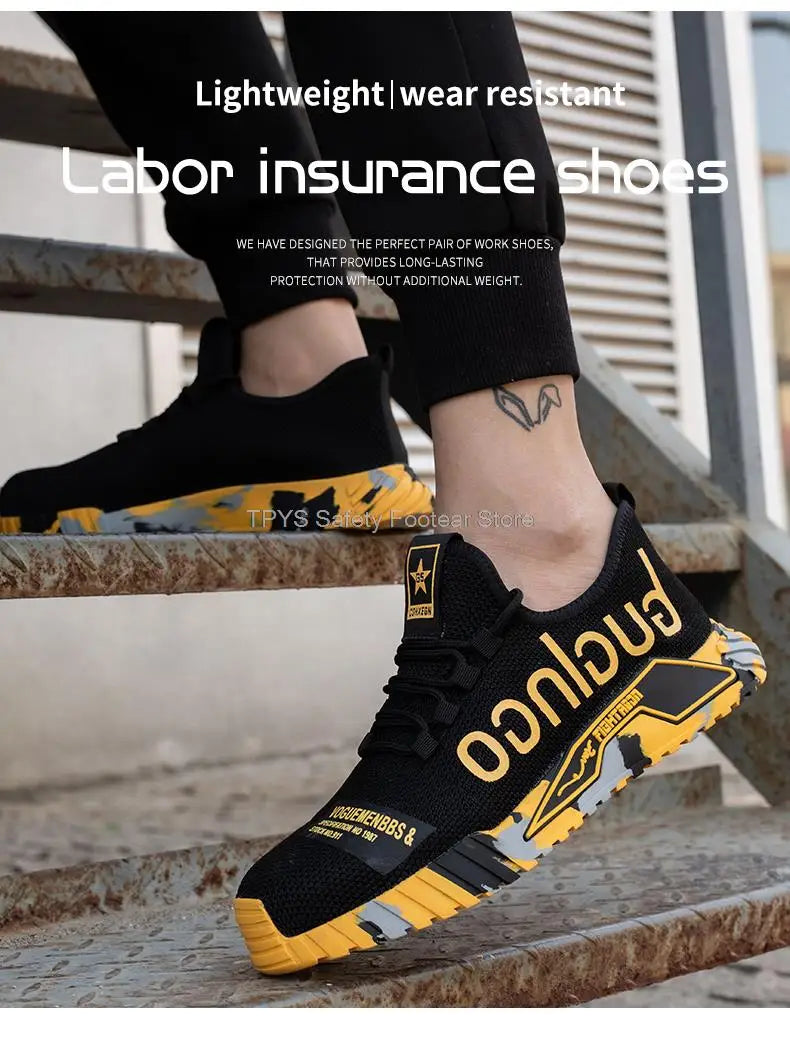 Protective Steel Toe Safety Shoes Men Anti-puncture Work Shoes Men Breathable Industrial Shoes Indestructible Work Safety Boots
