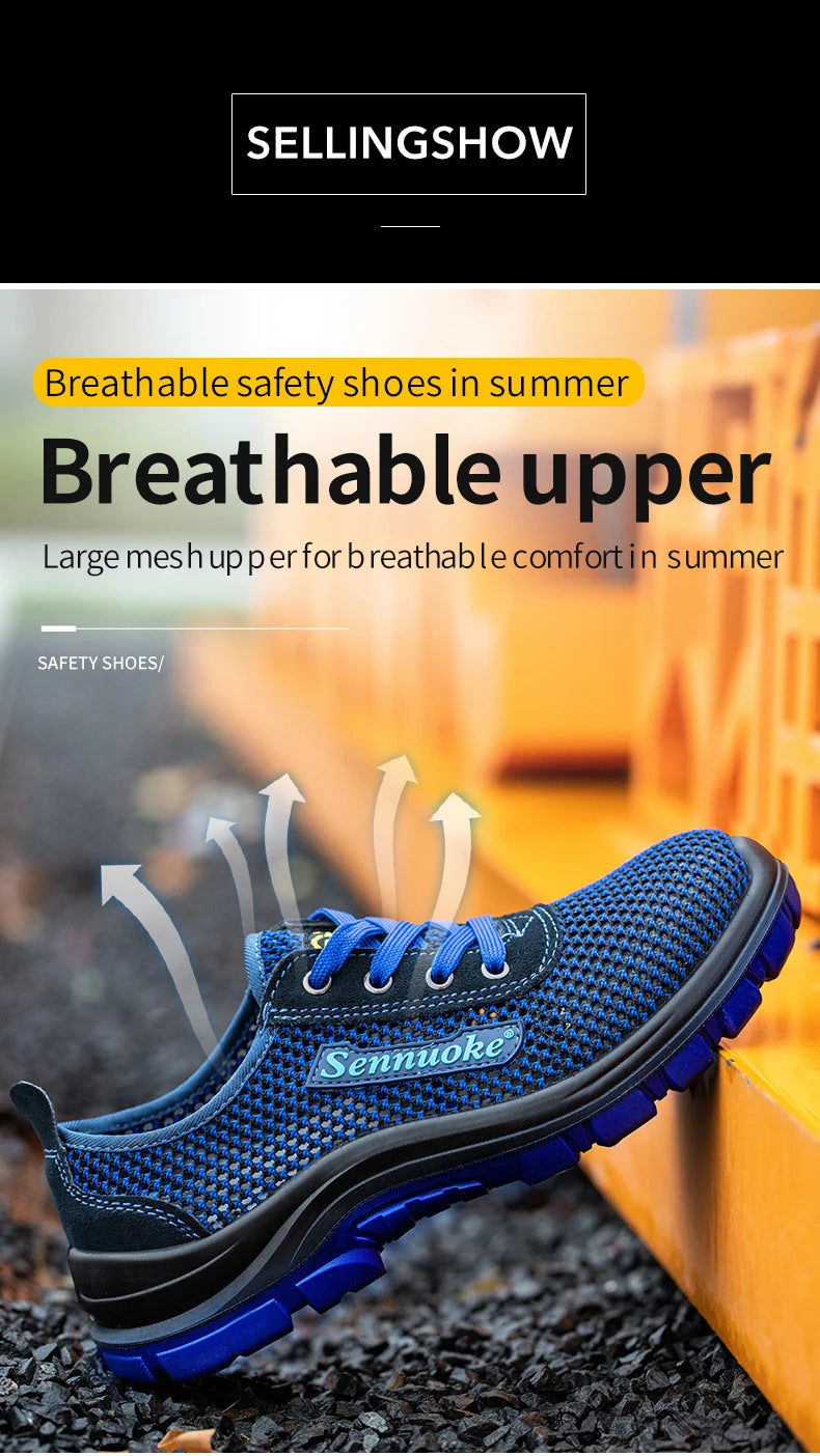 Men Safety Shoes Lightweight Steel Toe for Work for Workers Work Wear Free Shipping Industrial Safety Tennis