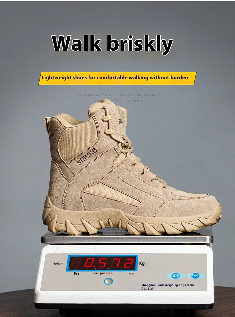 Men's Fire-Resistant Safety Work Boots, Anti-Spark Heat-Resistant Industrial Shoes Durable Steel Toe Safety Work Boots for Men