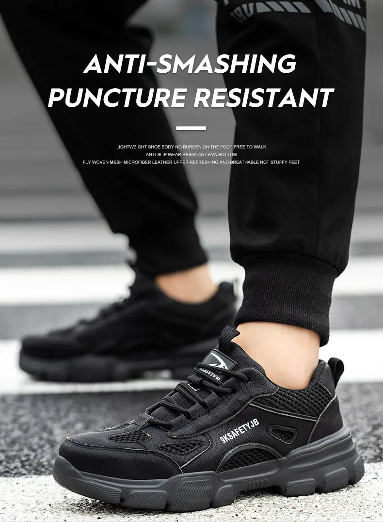Summer Labor Protection Safety Wrok Shoes Anti Smashing Steel Toe Cap Breathable Comfortable Safety Boots Industrial Male Shoes