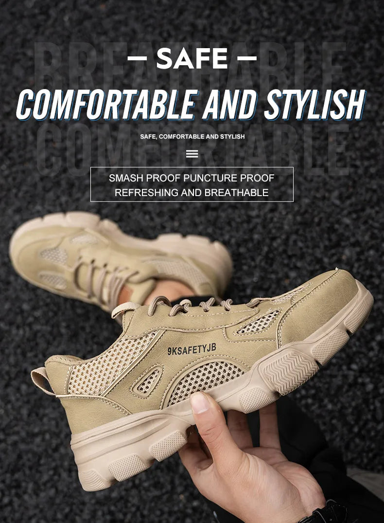 Summer Labor Protection Safety Wrok Shoes Anti Smashing Steel Toe Cap Breathable Comfortable Safety Boots Industrial Male Shoes