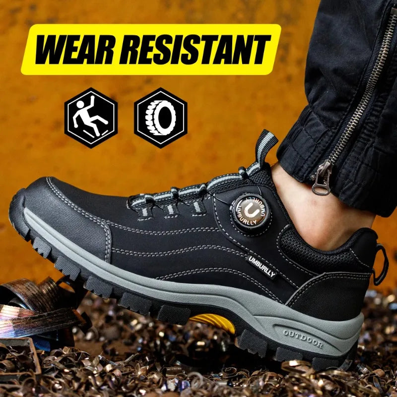 Black Leather Safety Shoes Security Boots Men's Security-Protection Industrial Safety Boots Man For Work Men Shoes Industrial