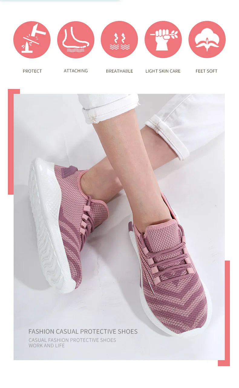 Pink women's safety shoes Steel head anti-smash Light soft breathable work shoes Women's outdoor industrial safety shoes
