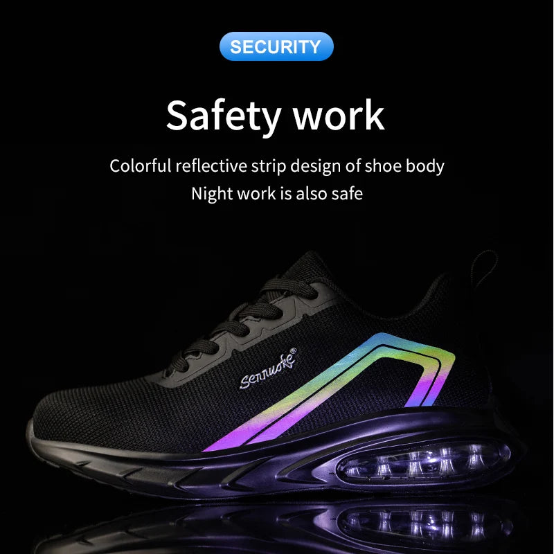 Safety Shoes Men Work Shoes Lightweight Soft Steel Toes  Sneakers Free Shipping Industrial Safety Tennis Steel Toe Cap