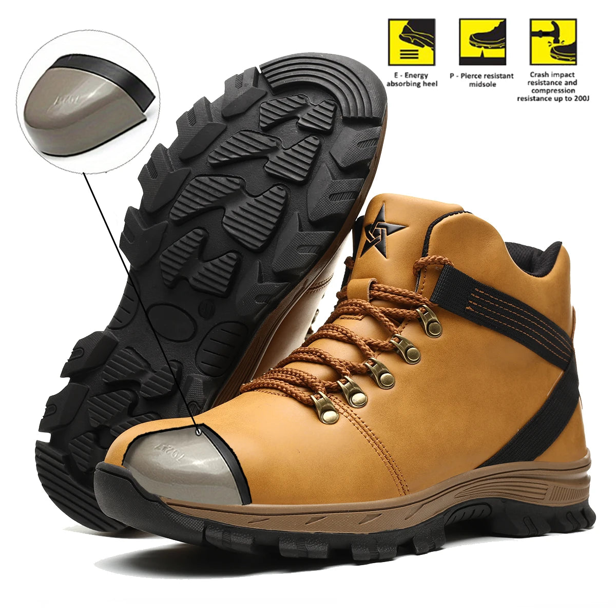 Security-protection Shoes Men's Safety Work Boots Industrial Safety Boots Waterproof Safety Shoes Male Sneakers Outdoor Hiking