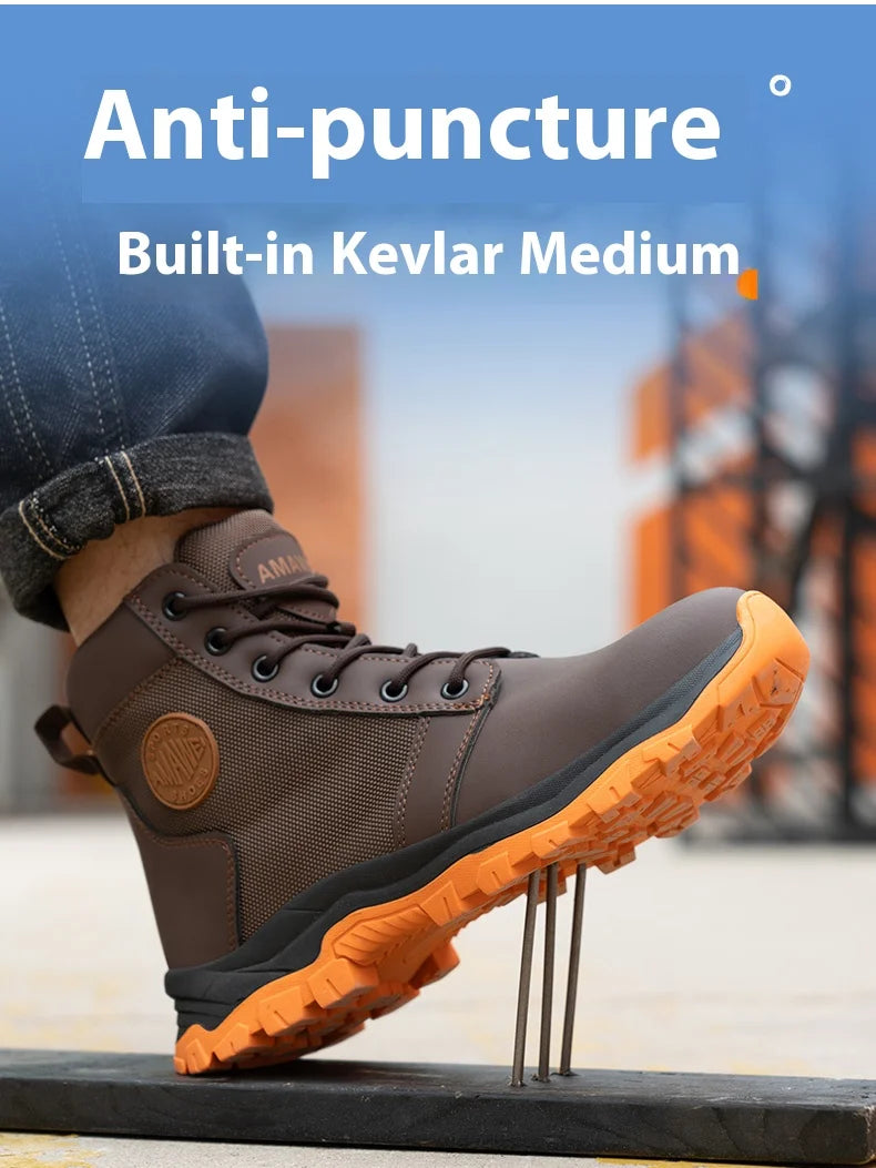 Men Safety Shoes Steel Toe Sneaker Sport Slip Resistant Work Safety Boots Puncture Proof Work Shoes Anti-smash Industrial Shoes