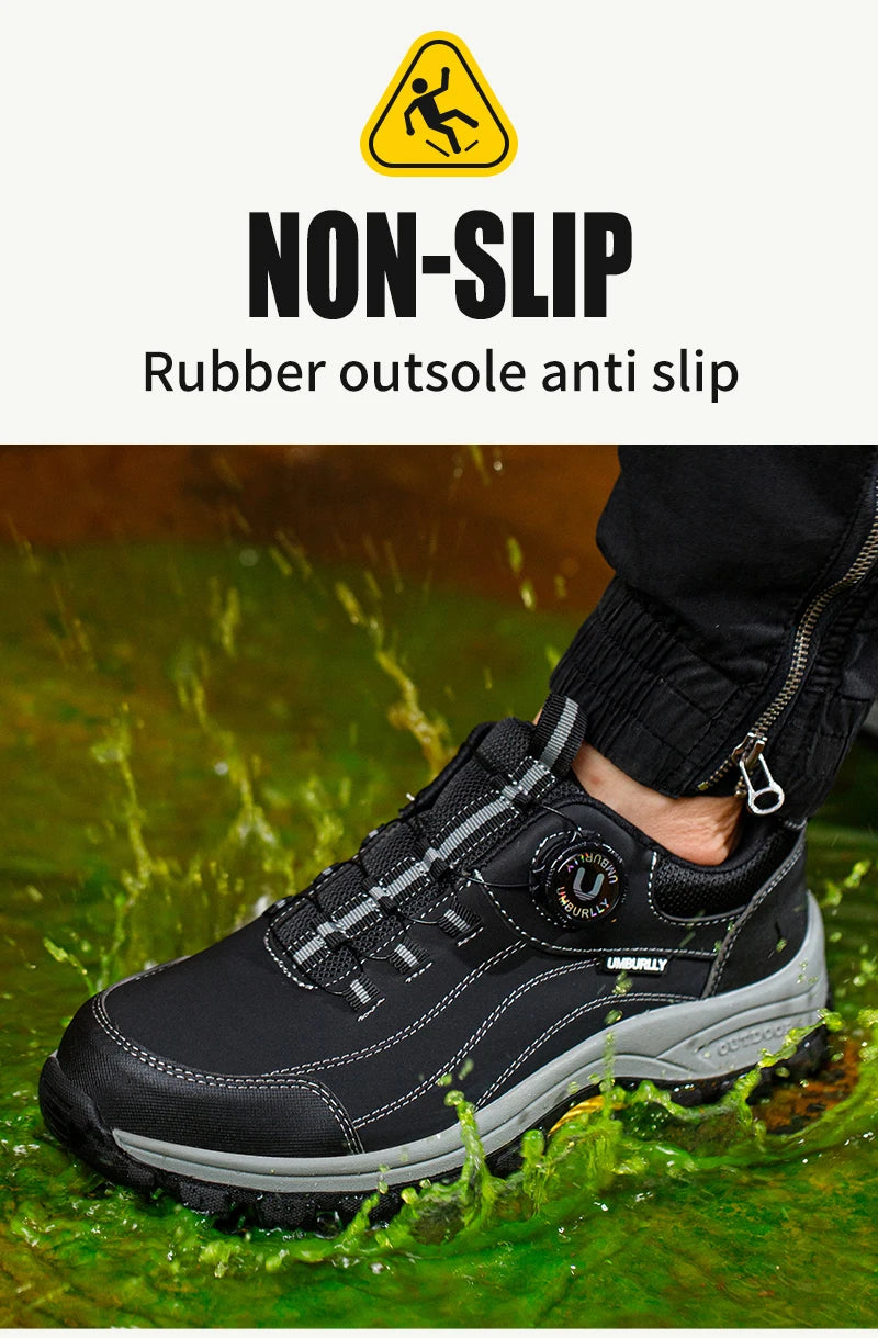 Black Leather Safety Shoes Security Boots Men's Security-Protection Industrial Safety Boots Man For Work Men Shoes Industrial
