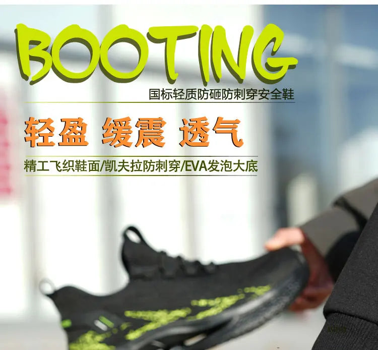 Lightweight Steel Toe Safety Shoes Men Anti-puncture Work Shoes Men Breathable Industrial Shoes Indestructible Work Safety Boots