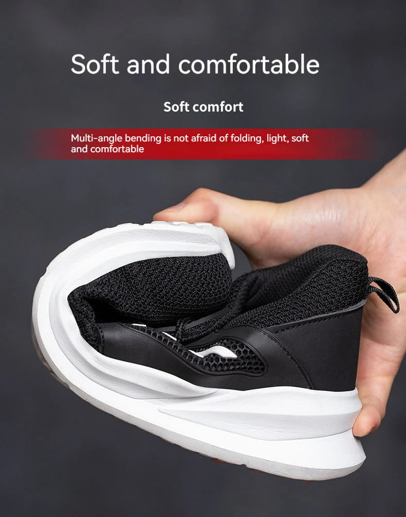 Safety Sneaker for Men Steel Toe Safety Shoes Sports Work Anti-Smashing Industrial Safety Tennis Shoes Outdoor Black Work Boots