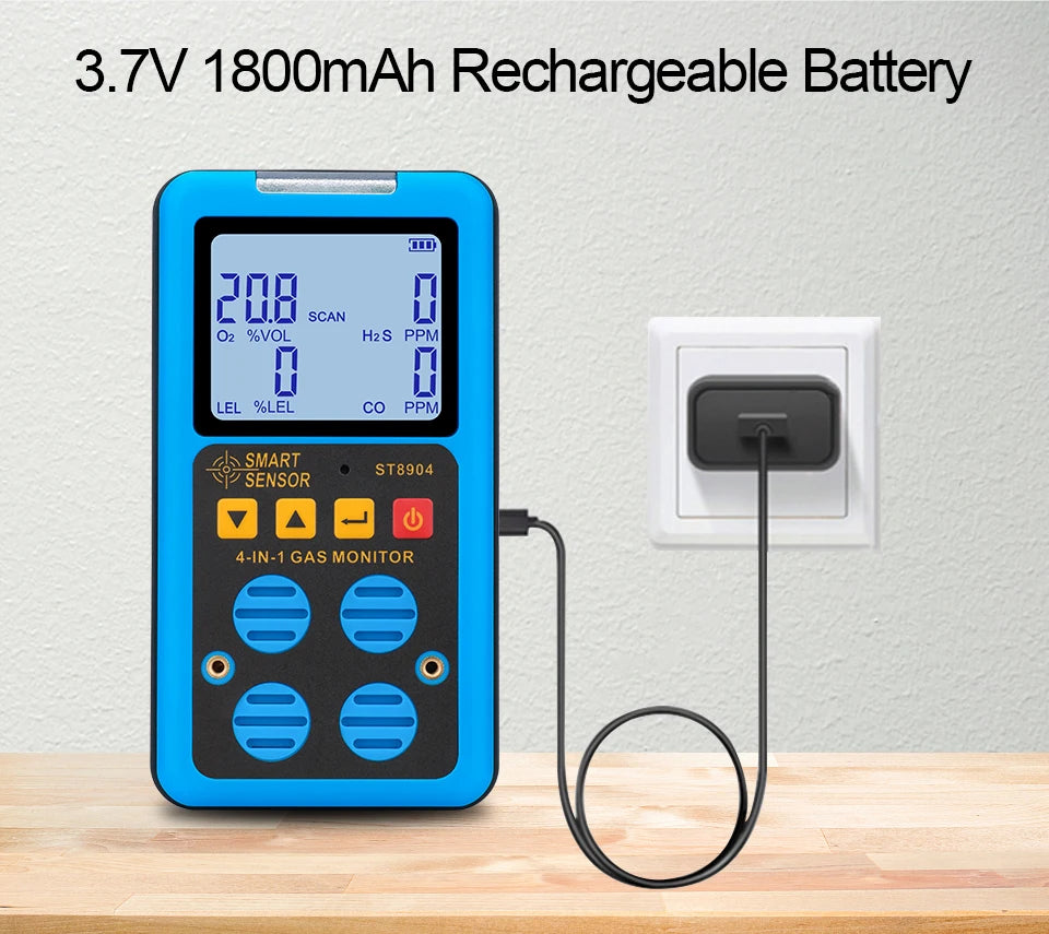 Professional Multifunctional Gas Detector Oxygen O2 Hydrogen Sulfide H2S Carbon Monoxide CO Combustible Gas LEL Gas Meter