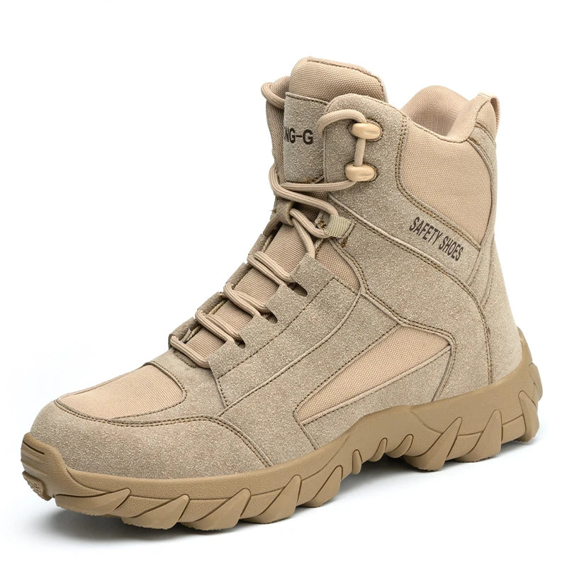 Men's Fire-Resistant Safety Work Boots, Anti-Spark Heat-Resistant Industrial Shoes Durable Steel Toe Safety Work Boots for Men