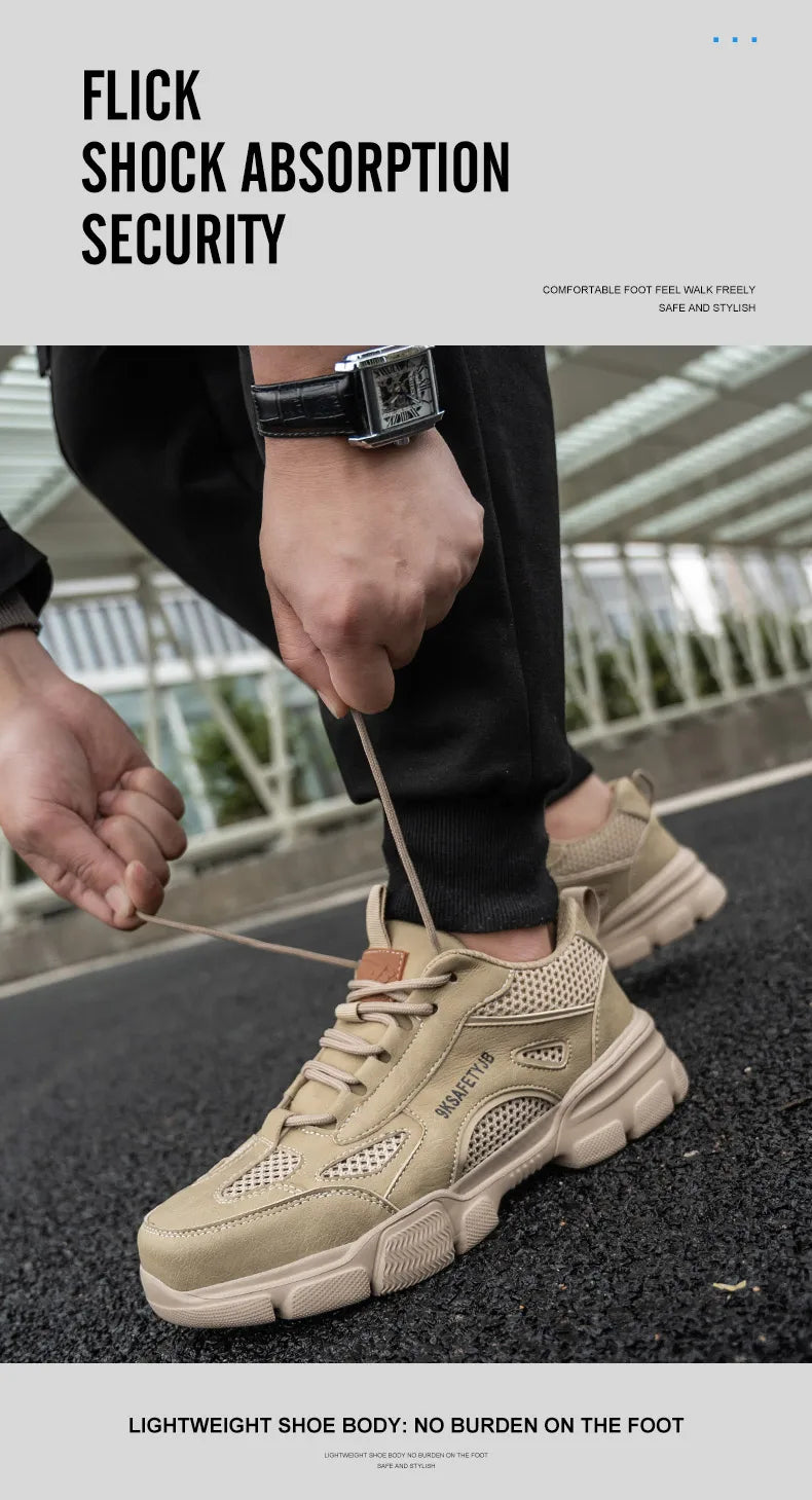 Summer Labor Protection Safety Wrok Shoes Anti Smashing Steel Toe Cap Breathable Comfortable Safety Boots Industrial Male Shoes