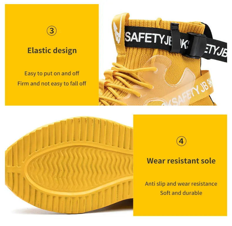 Steel Toe Safety Shoes Men Women Work Safety Boots Lightweight Breathable Comfortable Industrial Construction Sneakers Men Boots
