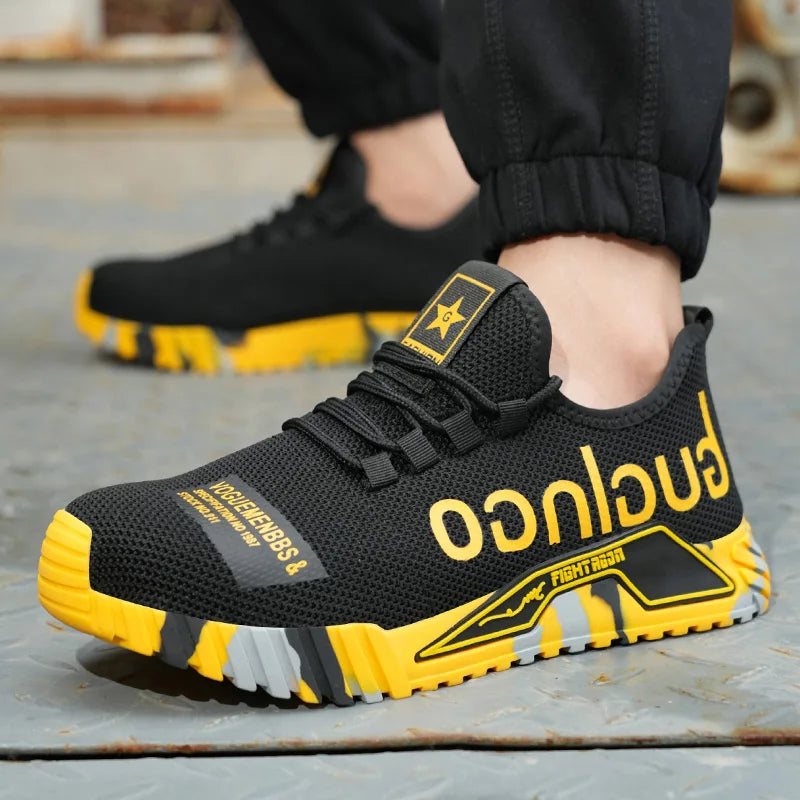 Steel Toe Safety Shoes Men Anti-puncture Work Boots Men Breathable Industrial Shoes Non Slip Indestructible Work Safety Boots