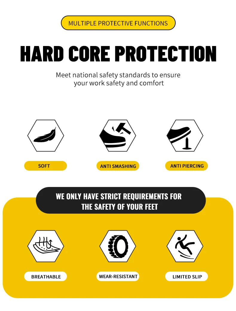 Steel Toe Safety Shoes Men Anti-puncture Work Boots Men Breathable Industrial Shoes Non Slip Indestructible Work Safety Boots