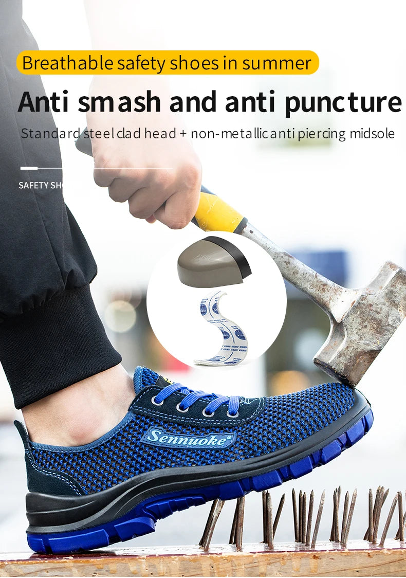 Men Safety Shoes Lightweight Steel Toe for Work for Workers Work Wear Free Shipping Industrial Safety Tennis