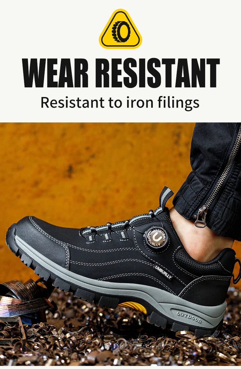Black Leather Safety Shoes Security Boots Men's Security-Protection Industrial Safety Boots Man For Work Men Shoes Industrial