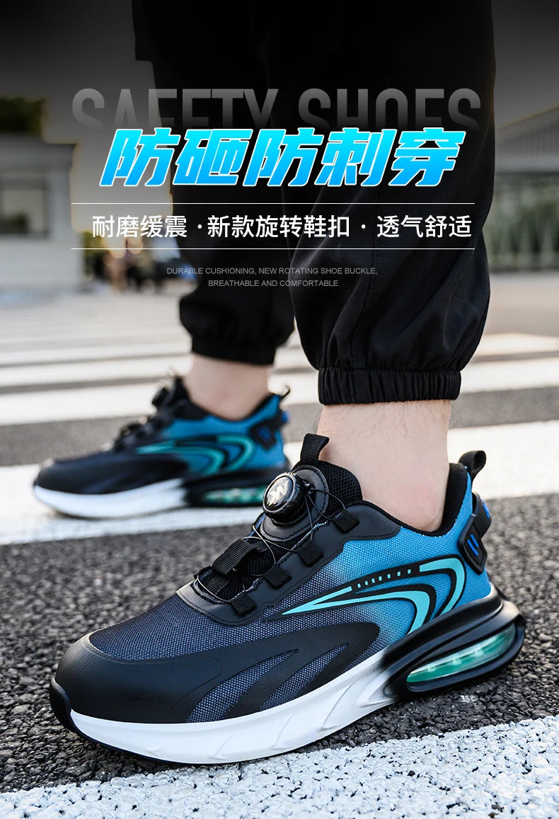 Fashion Men's Work Sneakers Mesh Breathable Safety Shoes Men Steel Toe Work Shoes Industrial Anti-smashing Safety Work Boots Man