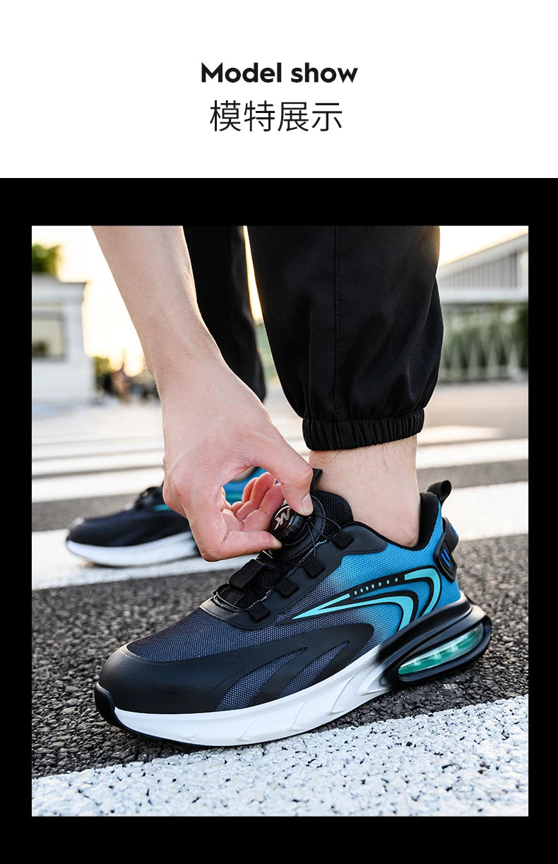 Fashion Men's Work Sneakers Mesh Breathable Safety Shoes Men Steel Toe Work Shoes Industrial Anti-smashing Safety Work Boots Man