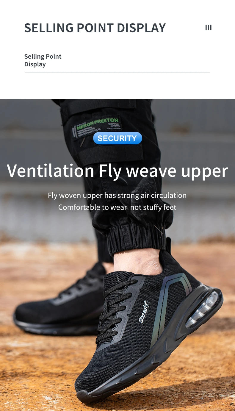 Safety Shoes Men Work Shoes Lightweight Soft Steel Toes  Sneakers Free Shipping Industrial Safety Tennis Steel Toe Cap