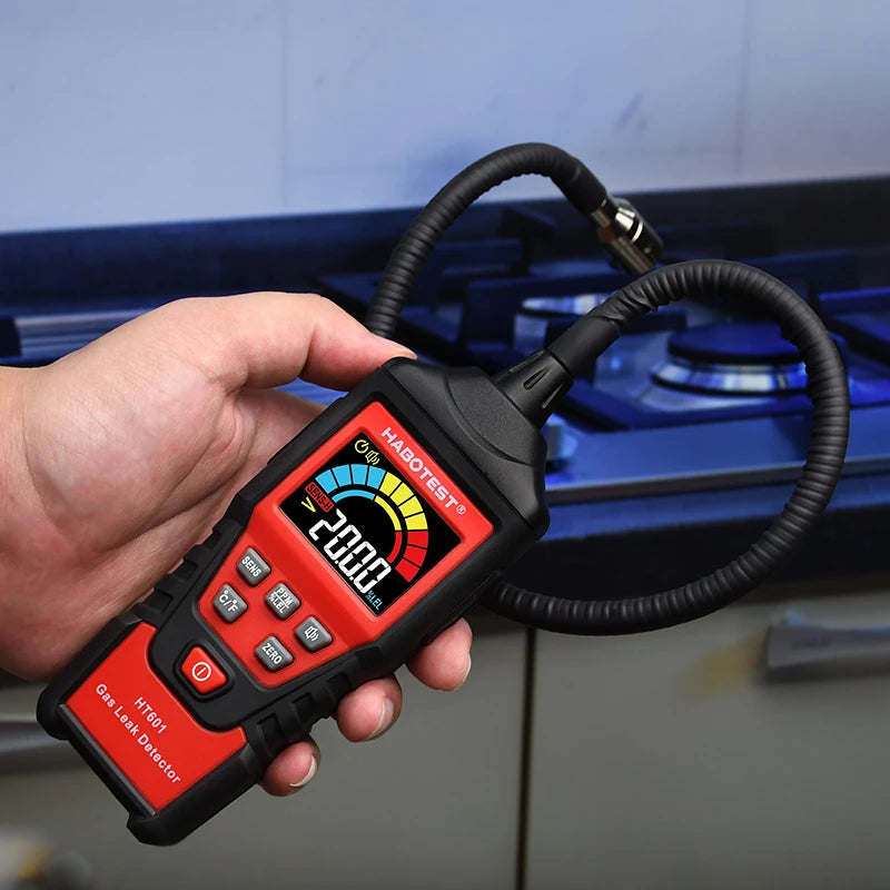 HT601 Natural Gas Leak Location Determine Meter  Sound Alarm Combustible Gas Detector Gas Analyzer  Methane Alcohol Gas Detector