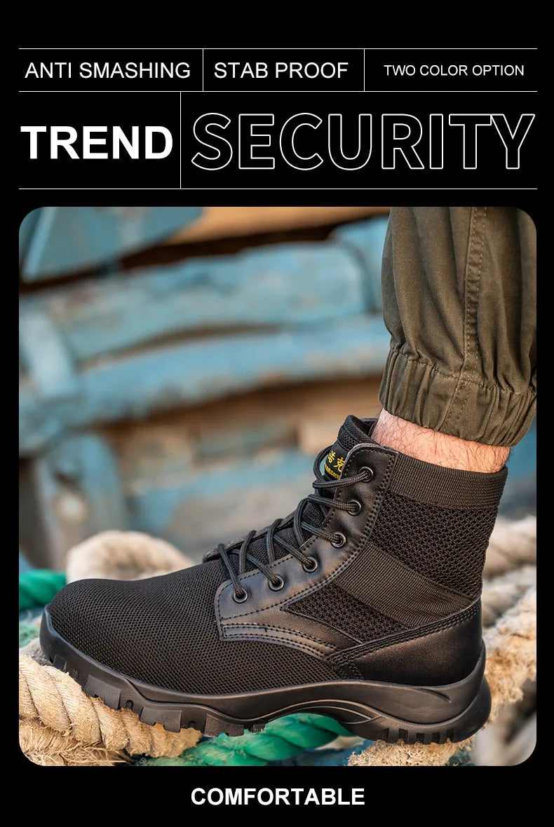 Safety Shoes Safety Boots Man SteelToe Cap for Work Lightweight Safety Tennis Industrial Security-Protection