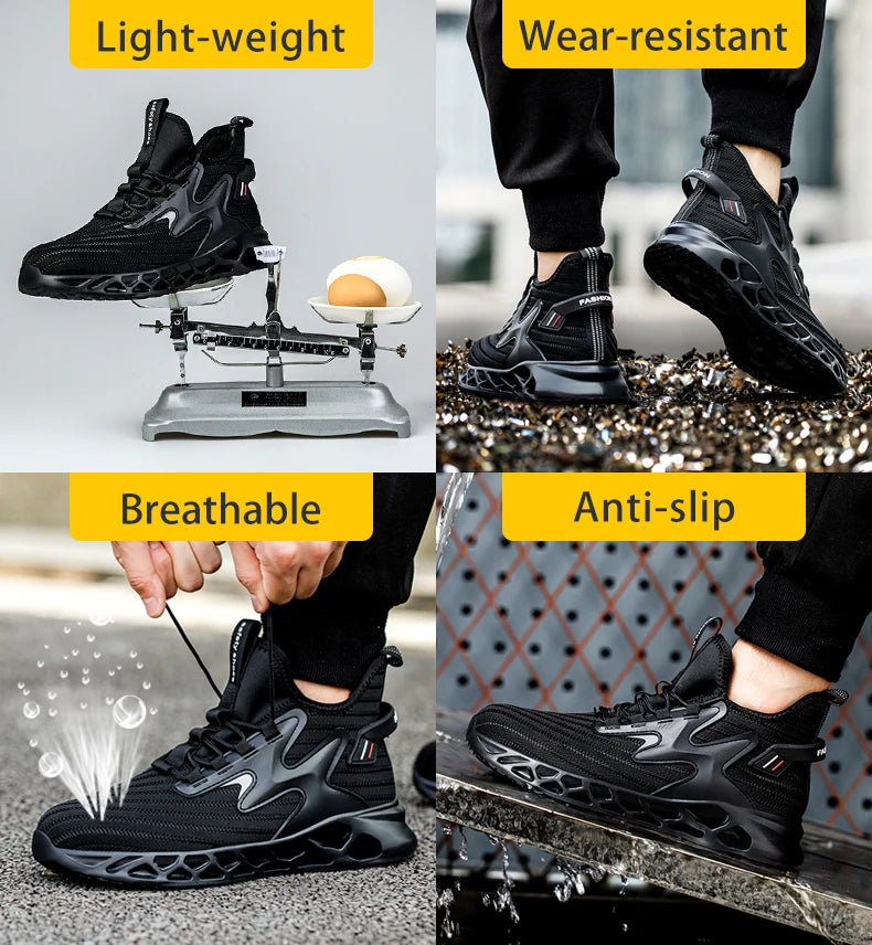 Breathable Men Work Shoes Steel Toe Safety Boots European Standard Anti-smash Anti-puncture Industrial Shoes Ladies Safety Shoes