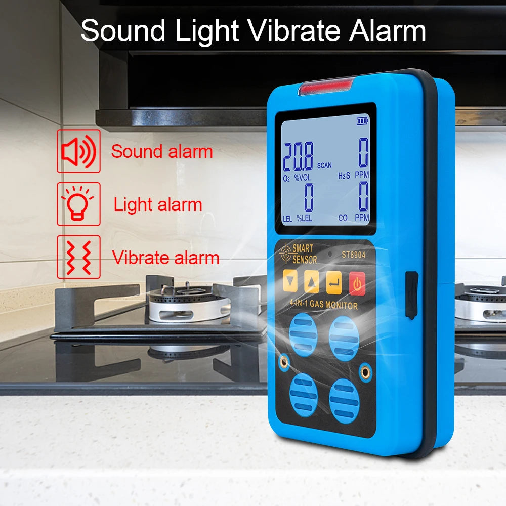 Professional Multifunctional Gas Detector Oxygen O2 Hydrogen Sulfide H2S Carbon Monoxide CO Combustible Gas LEL Gas Meter