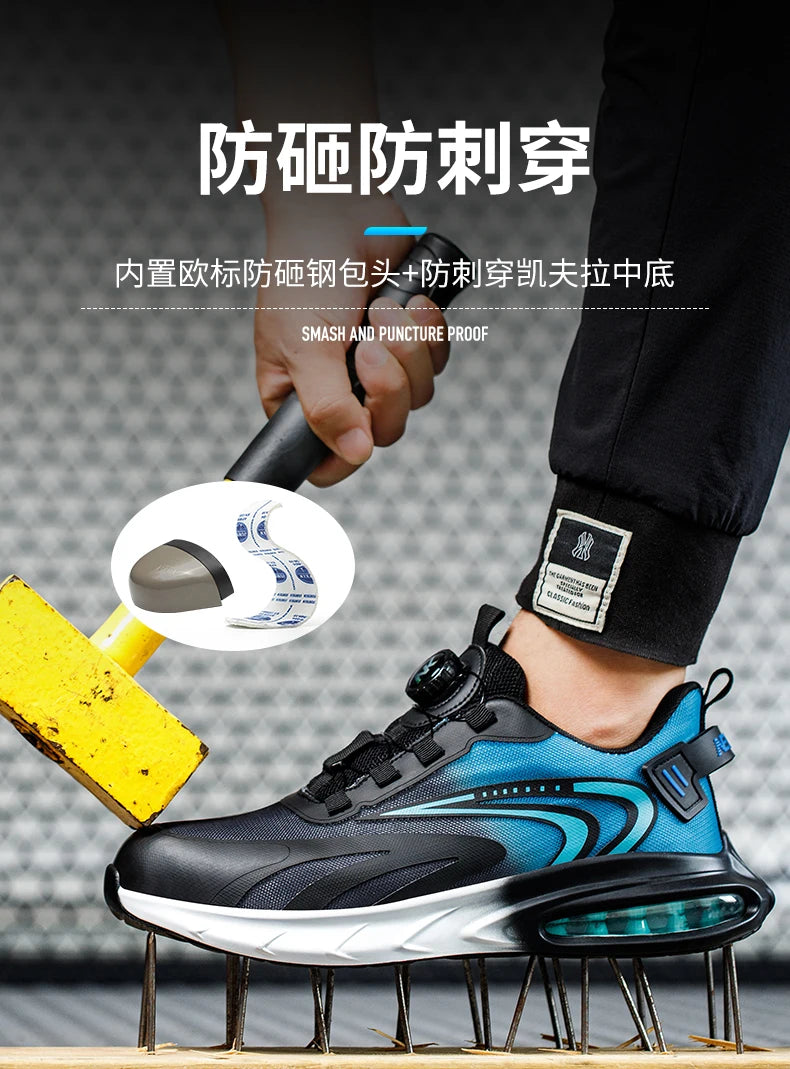Fashion Men's Work Sneakers Mesh Breathable Safety Shoes Men Steel Toe Work Shoes Industrial Anti-smashing Safety Work Boots Man