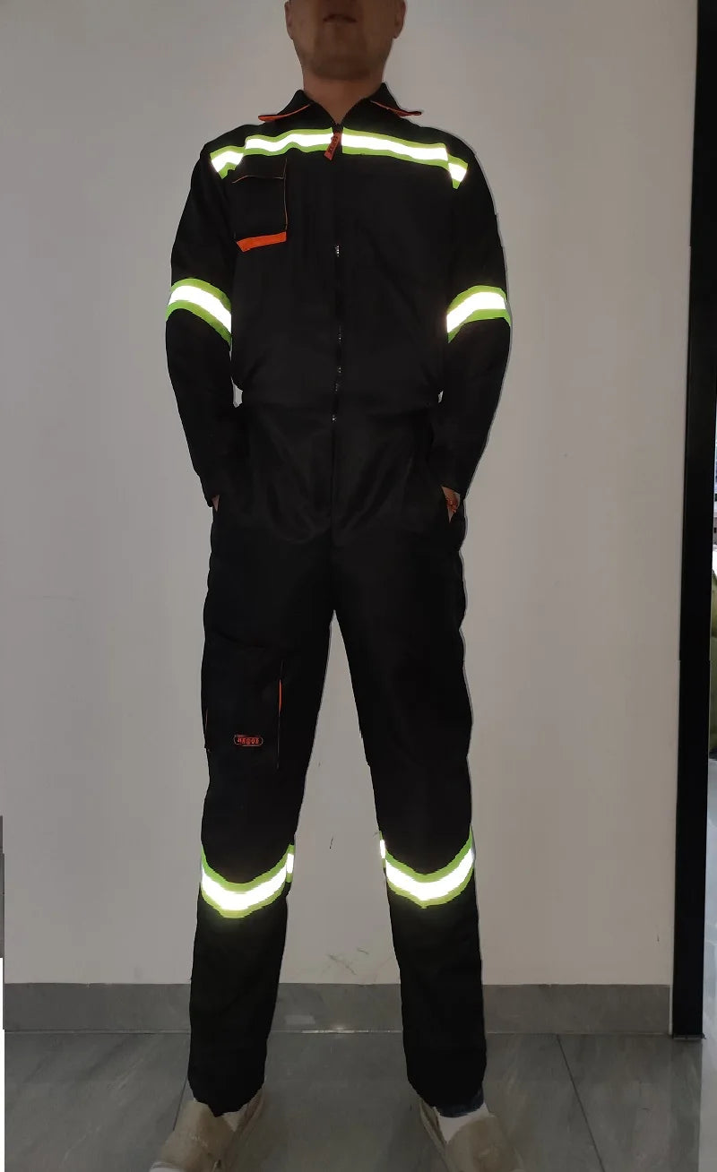 Hi Vis Safety Work Clothing Work Overall Men's Working Coverall Welding Suit Car Repairman Uniform Workshop Mechanical Jumpsuit