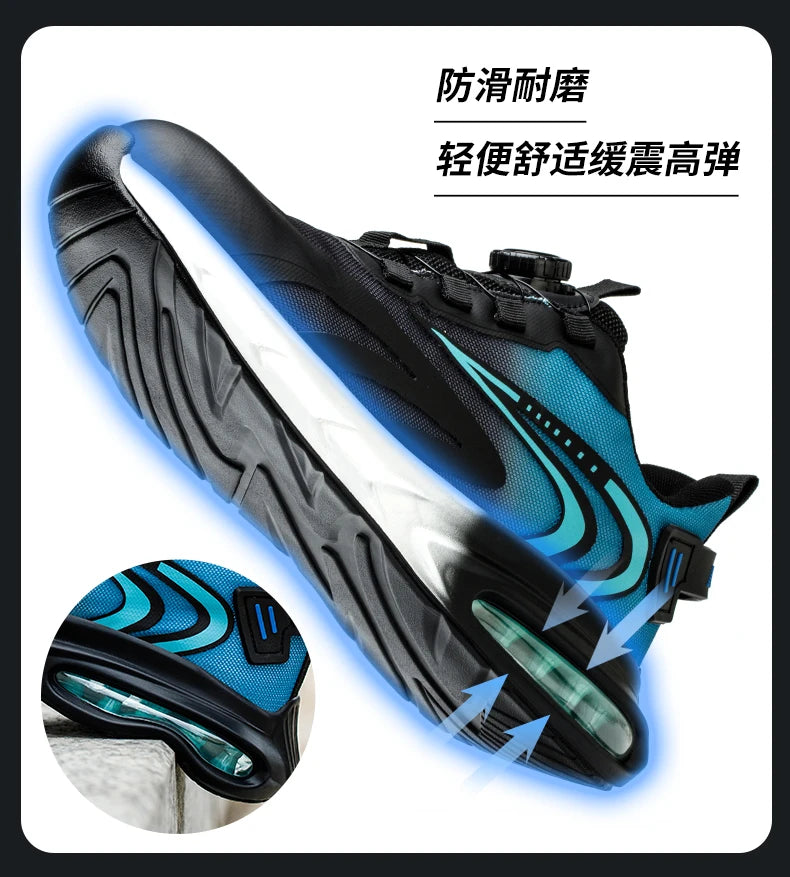 Fashion Men's Work Sneakers Mesh Breathable Safety Shoes Men Steel Toe Work Shoes Industrial Anti-smashing Safety Work Boots Man