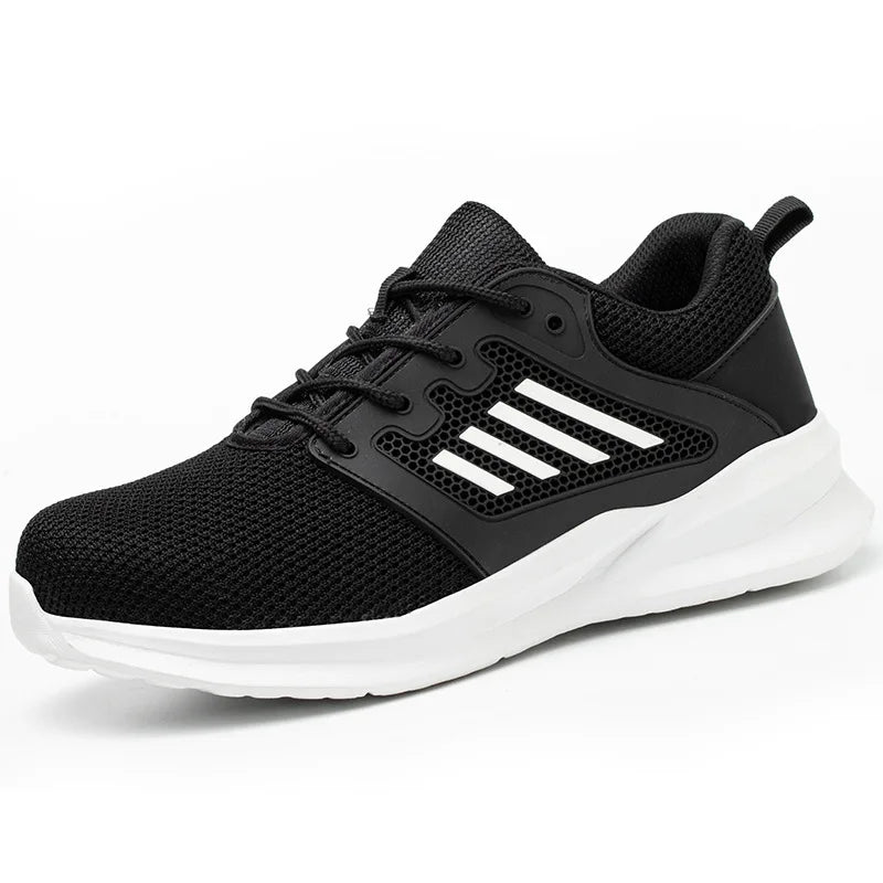 Safety Sneaker for Men Steel Toe Safety Shoes Sports Work Anti-Smashing Industrial Safety Tennis Shoes Outdoor Black Work Boots