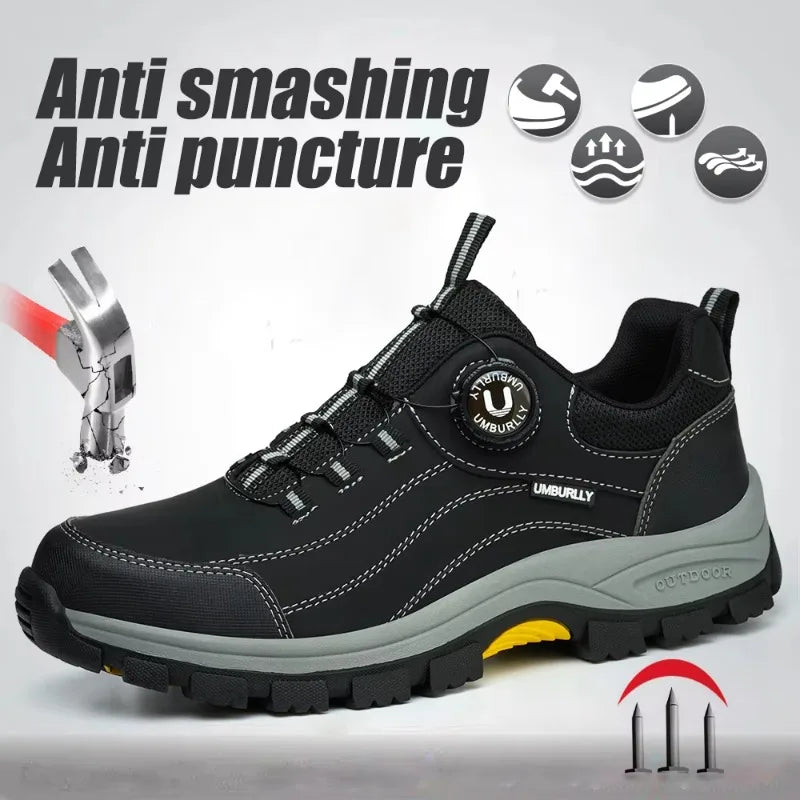 Black Leather Safety Shoes Security Boots Men's Security-Protection Industrial Safety Boots Man For Work Men Shoes Industrial