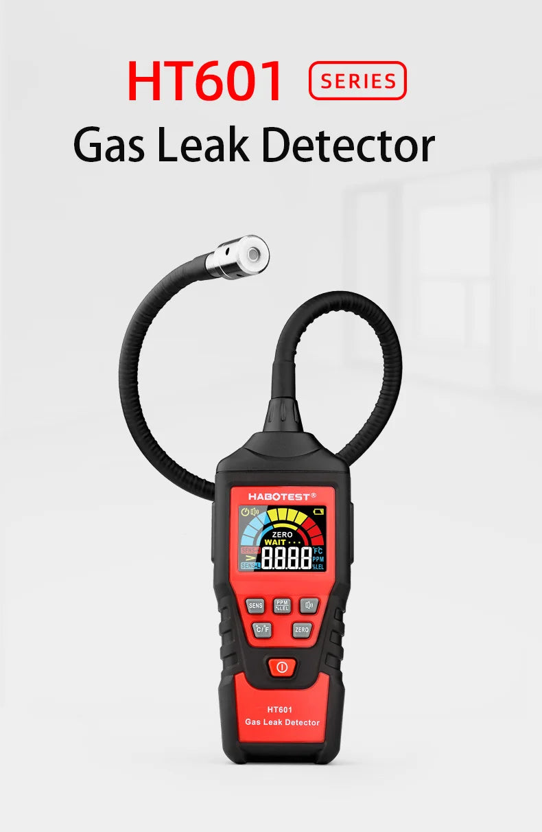 HT601 Natural Gas Leak Location Determine Meter  Sound Alarm Combustible Gas Detector Gas Analyzer  Methane Alcohol Gas Detector