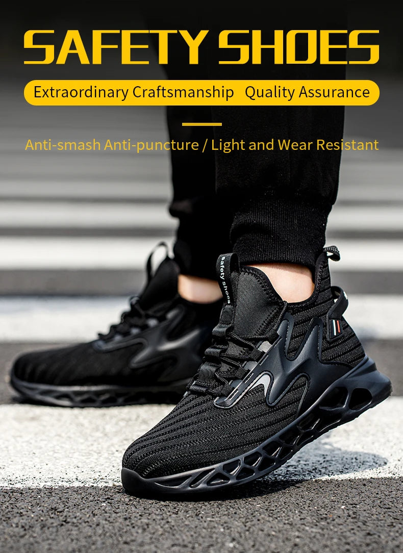 Breathable Men Work Shoes Steel Toe Safety Boots European Standard Anti-smash Anti-puncture Industrial Shoes Ladies Safety Shoes