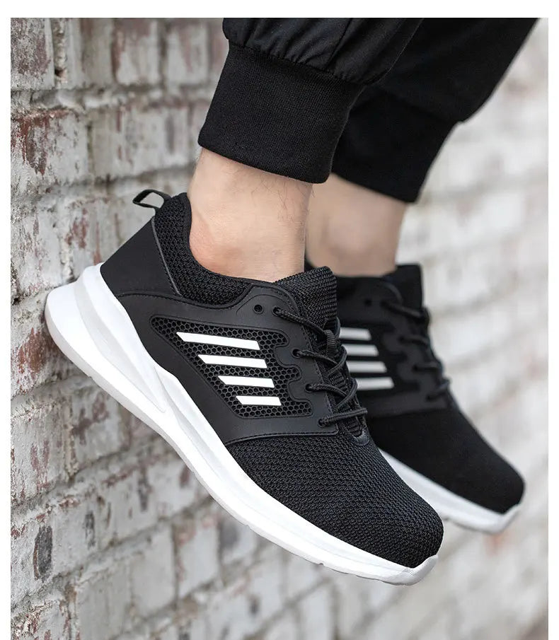 Safety Sneaker for Men Steel Toe Safety Shoes Sports Work Anti-Smashing Industrial Safety Tennis Shoes Outdoor Black Work Boots