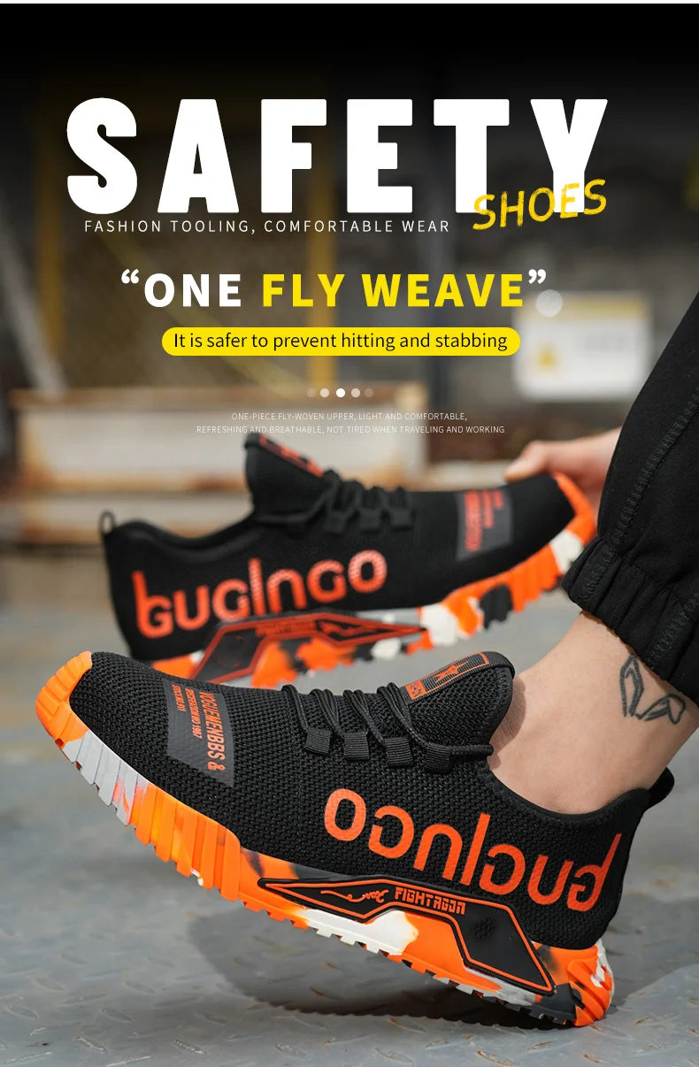 Steel Toe Safety Shoes Men Anti-puncture Work Boots Men Breathable Industrial Shoes Non Slip Indestructible Work Safety Boots