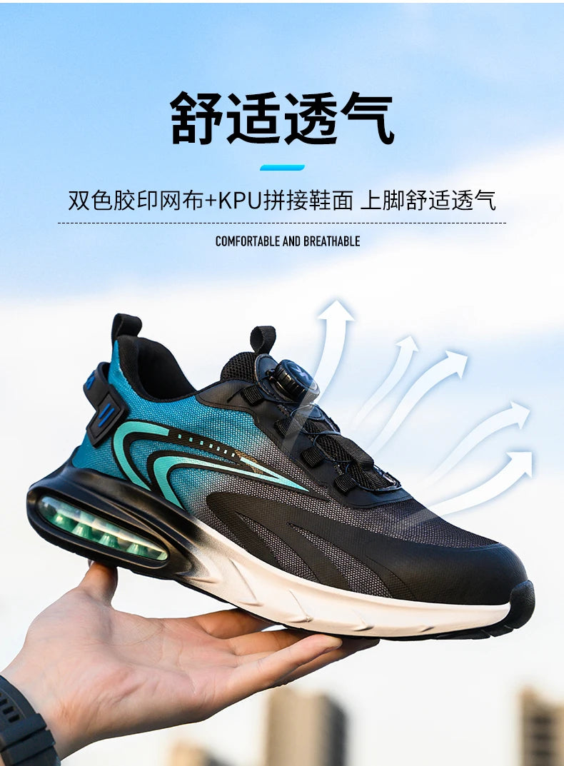 Fashion Men's Work Sneakers Mesh Breathable Safety Shoes Men Steel Toe Work Shoes Industrial Anti-smashing Safety Work Boots Man