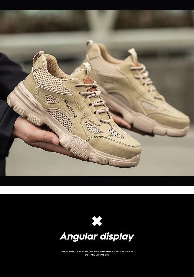 Summer Labor Protection Safety Wrok Shoes Anti Smashing Steel Toe Cap Breathable Comfortable Safety Boots Industrial Male Shoes