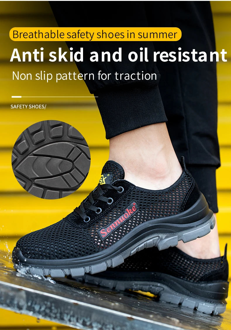 Men Safety Shoes Lightweight Steel Toe for Work for Workers Work Wear Free Shipping Industrial Safety Tennis