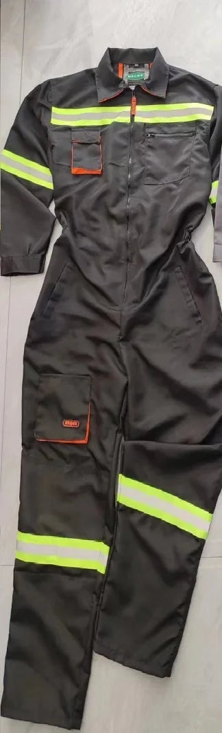 Hi Vis Safety Work Clothing Work Overall Men's Working Coverall Welding Suit Car Repairman Uniform Workshop Mechanical Jumpsuit