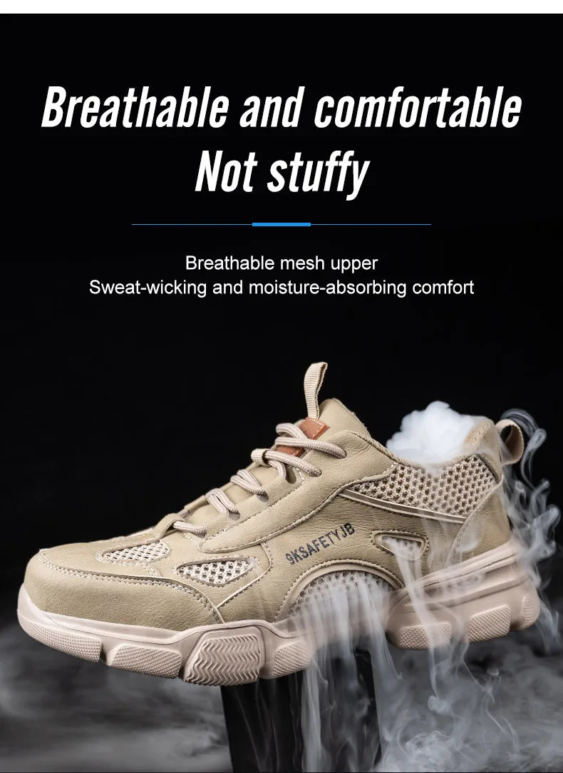 Summer Labor Protection Safety Wrok Shoes Anti Smashing Steel Toe Cap Breathable Comfortable Safety Boots Industrial Male Shoes