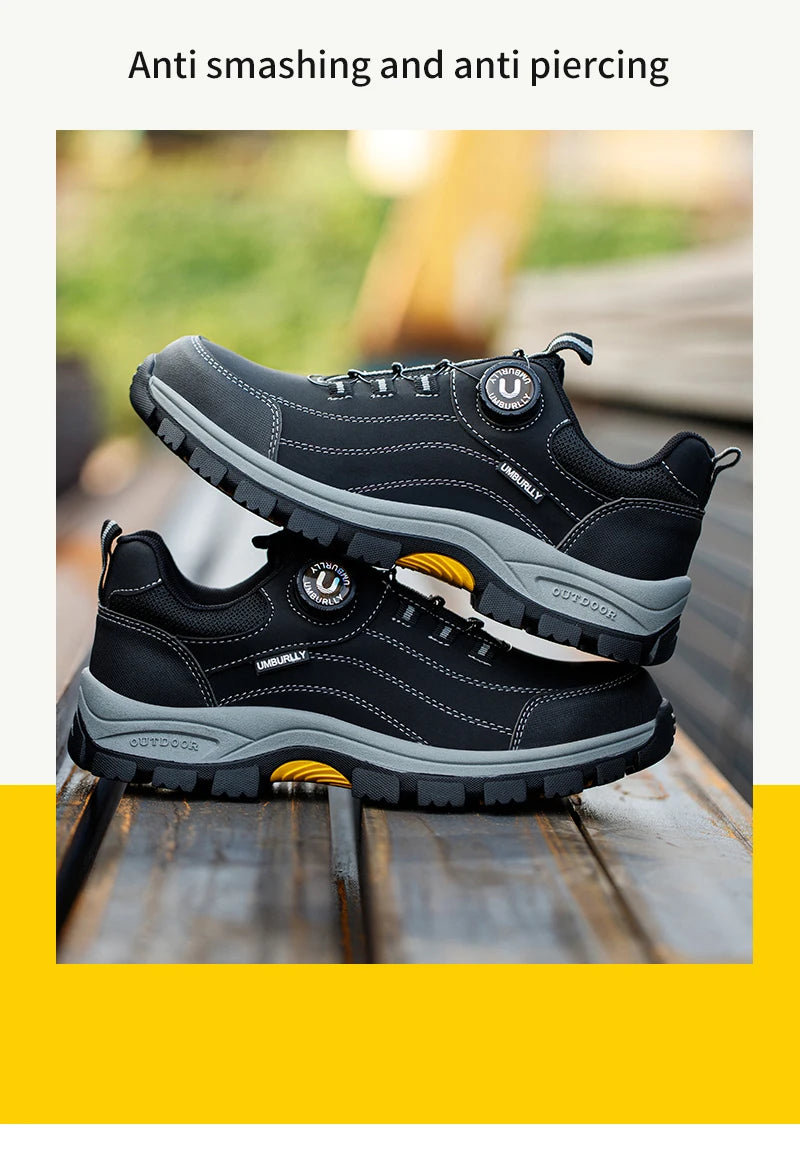 Black Leather Safety Shoes Security Boots Men's Security-Protection Industrial Safety Boots Man For Work Men Shoes Industrial