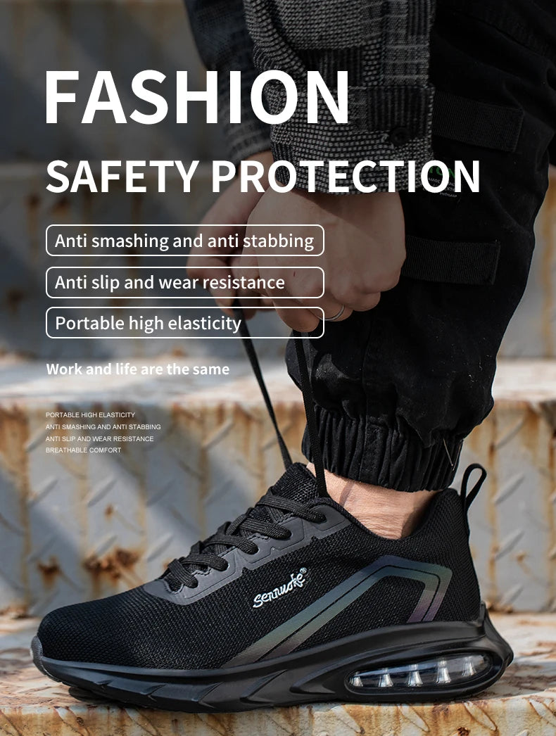 Safety Shoes Men Work Shoes Lightweight Soft Steel Toes  Sneakers Free Shipping Industrial Safety Tennis Steel Toe Cap
