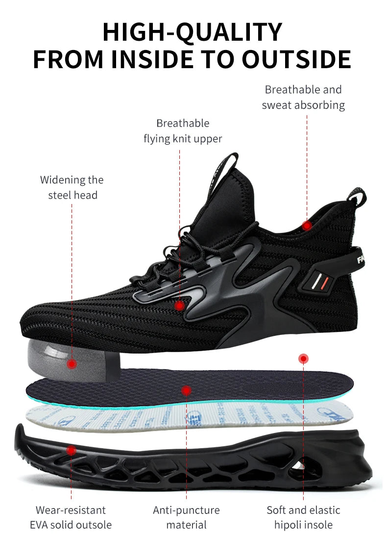 Breathable Men Work Shoes Steel Toe Safety Boots European Standard Anti-smash Anti-puncture Industrial Shoes Ladies Safety Shoes