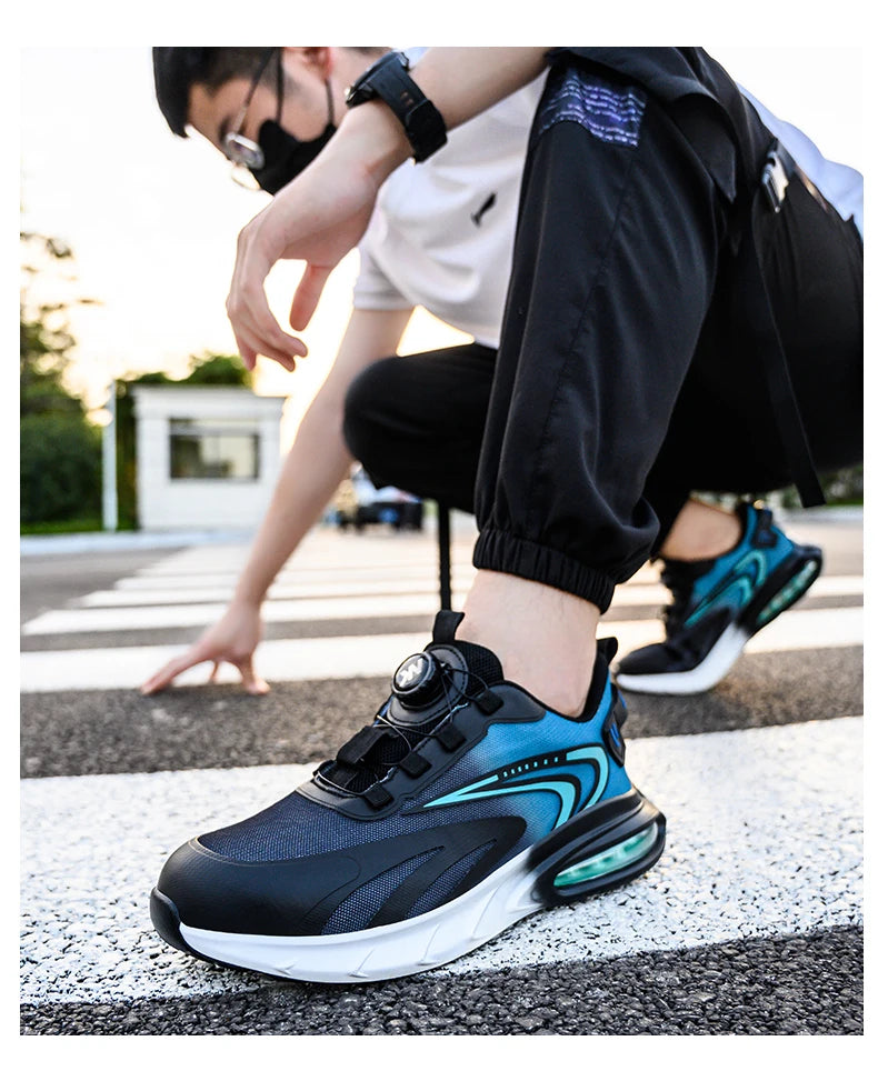 Fashion Men's Work Sneakers Mesh Breathable Safety Shoes Men Steel Toe Work Shoes Industrial Anti-smashing Safety Work Boots Man