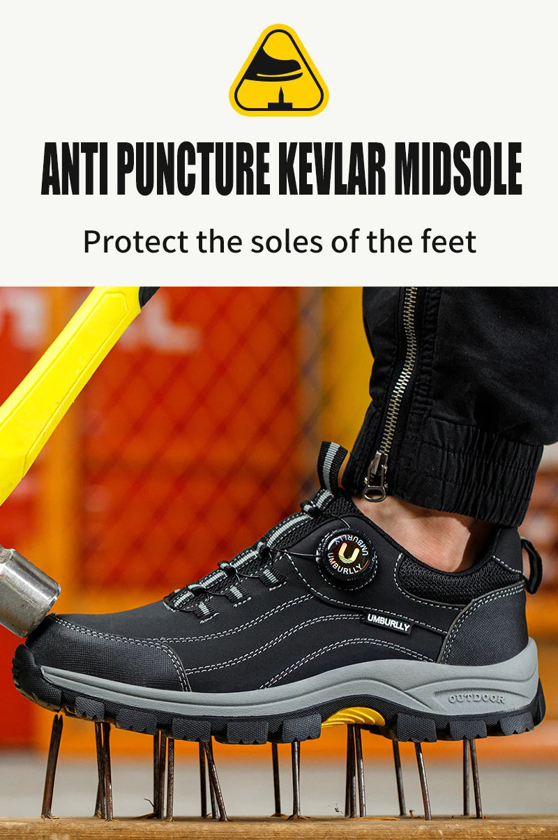 Black Leather Safety Shoes Security Boots Men's Security-Protection Industrial Safety Boots Man For Work Men Shoes Industrial