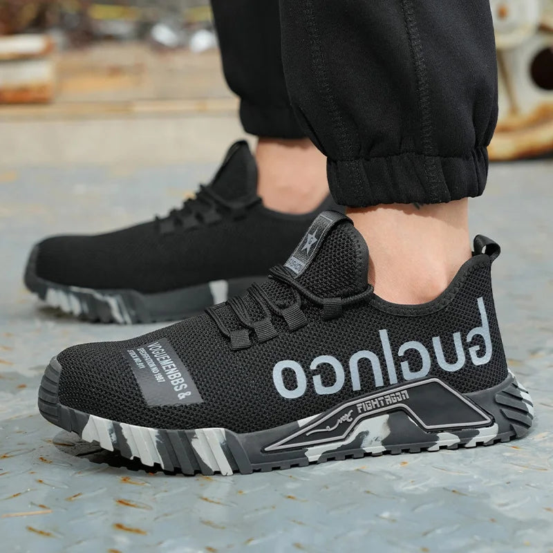 Steel Toe Safety Shoes Men Anti-puncture Work Boots Men Breathable Industrial Shoes Non Slip Indestructible Work Safety Boots
