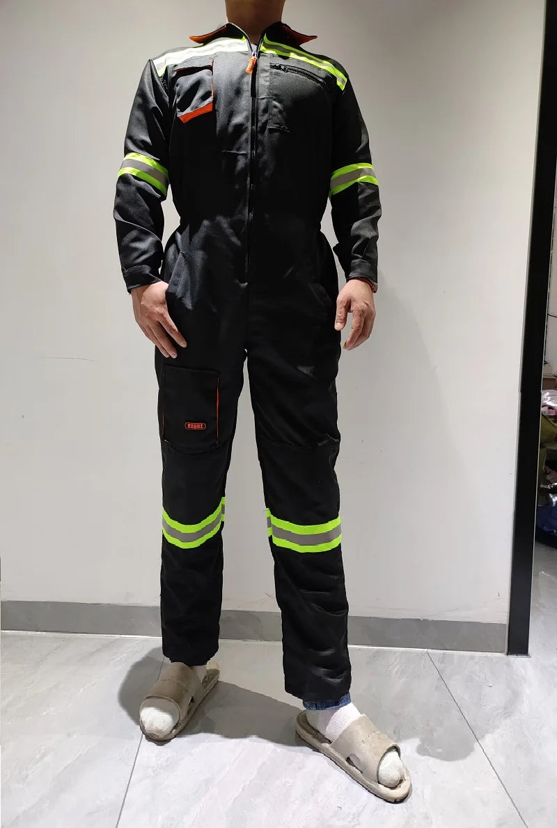 Hi Vis Safety Work Clothing Work Overall Men's Working Coverall Welding Suit Car Repairman Uniform Workshop Mechanical Jumpsuit