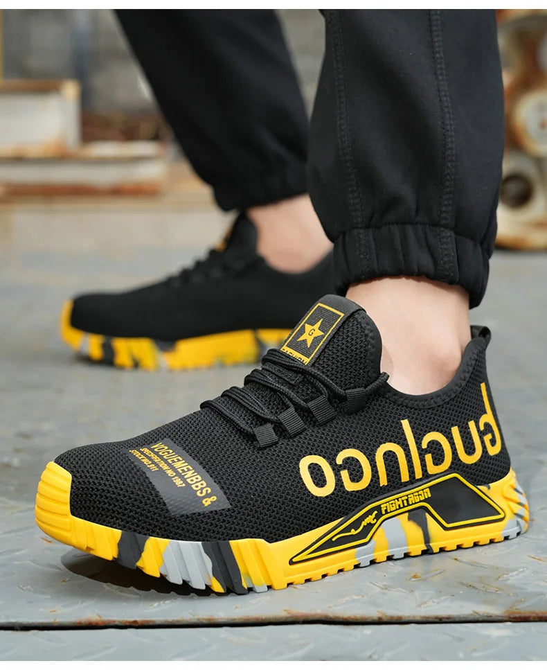 Steel Toe Safety Shoes Men Anti-puncture Work Boots Men Breathable Industrial Shoes Non Slip Indestructible Work Safety Boots